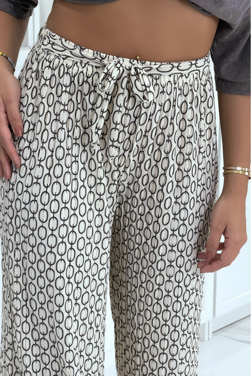 Beige palazzo pants with pattern - 6