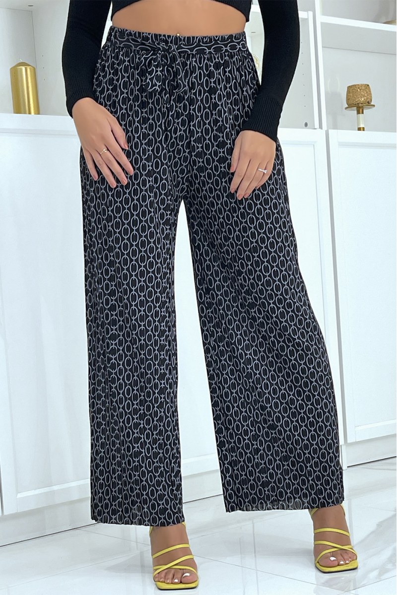 Black palazzo pants with pattern - 3