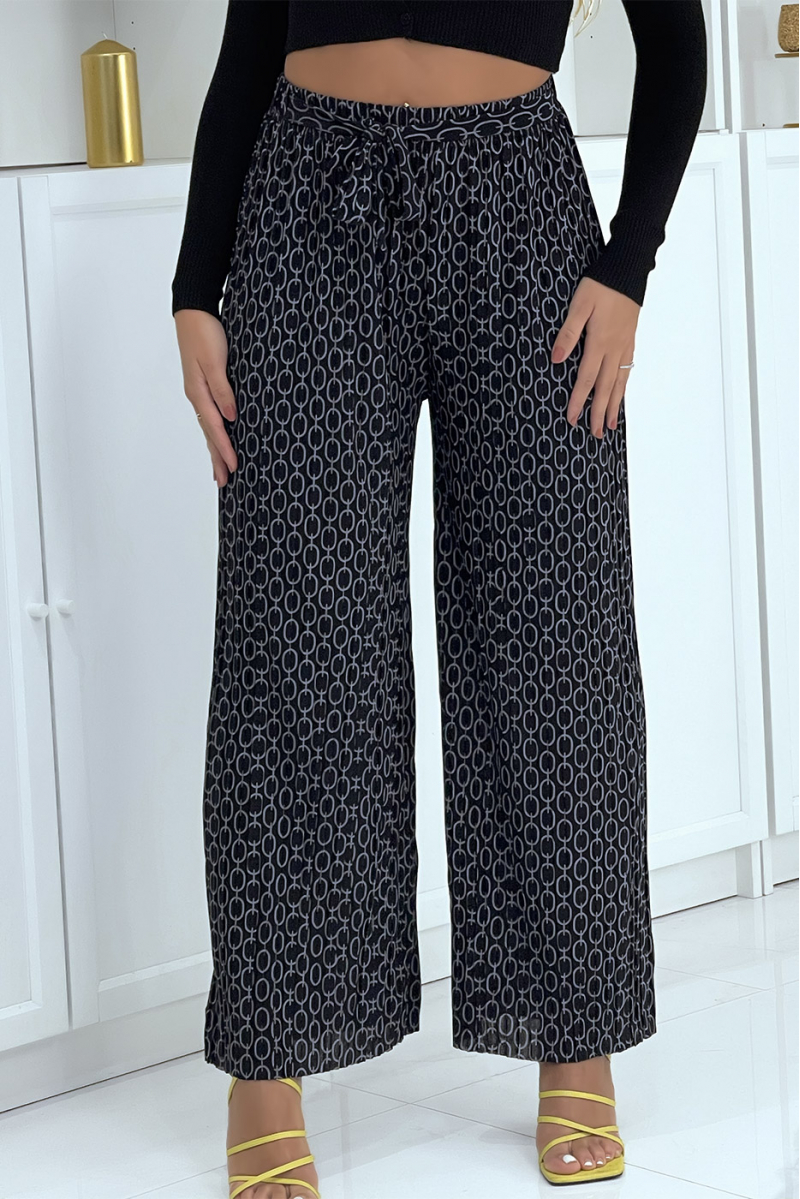 Black palazzo pants with pattern - 4