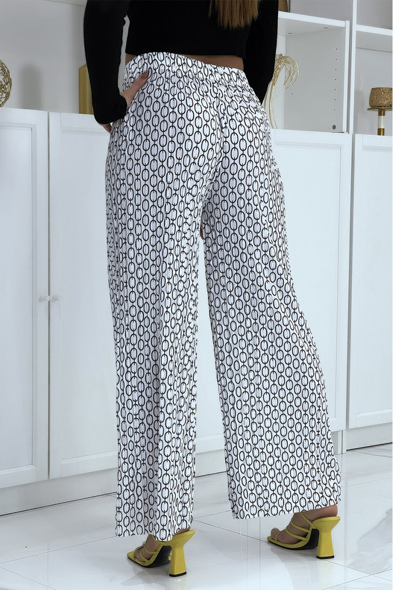 Pantalon palazzo blanc avec motif - 4 Pantalon palazzo blanc avec motif - 4