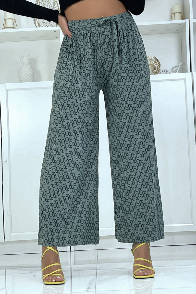 Green palazzo pants with pattern - 6
