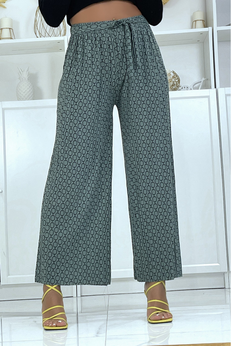 Green palazzo pants with pattern - 7