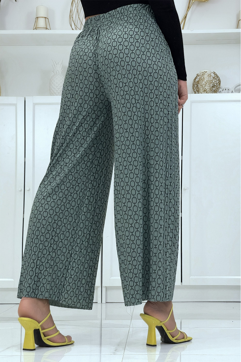Taupe palazzo pants with pattern - 10