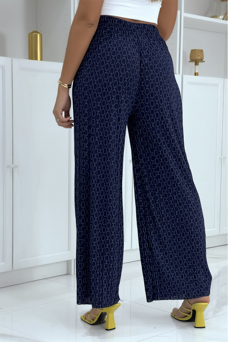 Navy palazzo pants with pattern - 4