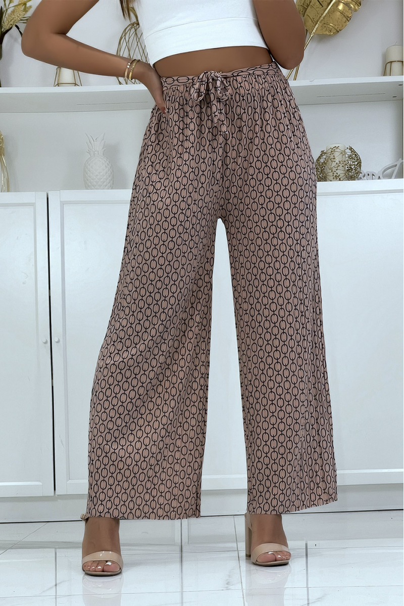 Pantalon palazzo rose avec motif - 1 Pantalon palazzo rose avec motif - 1