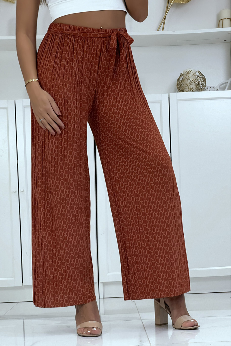 Cognac palazzo trousers with pattern - 1