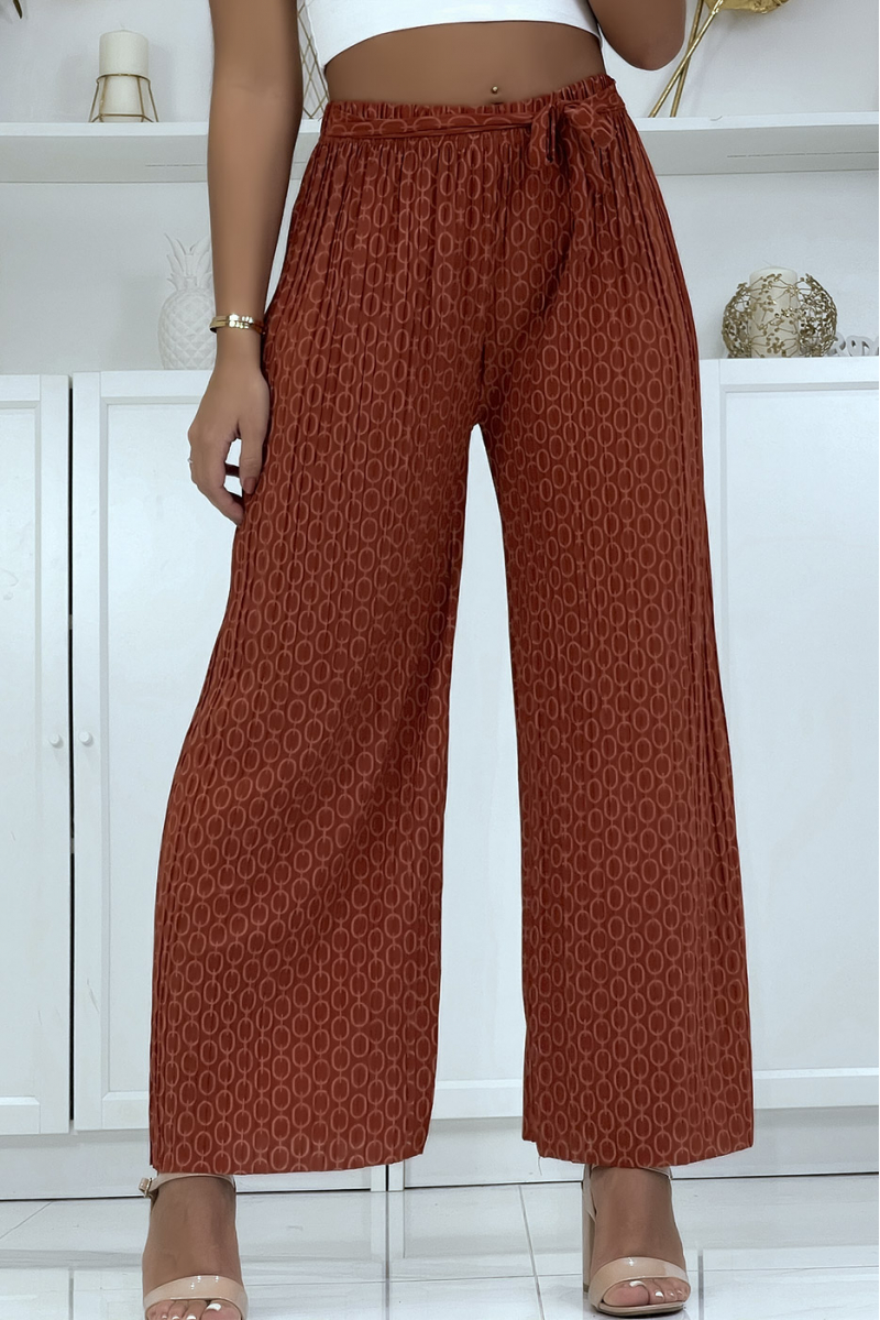 Cognac palazzo trousers with pattern - 2