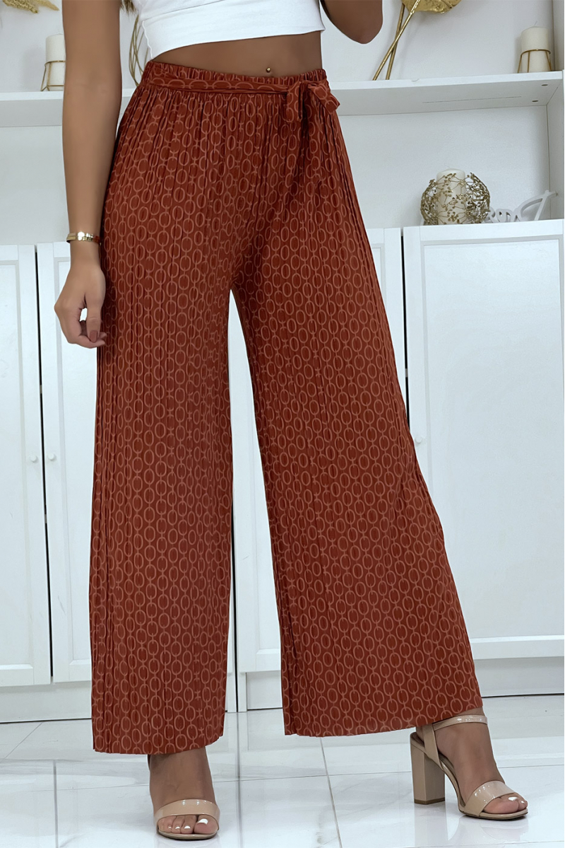 Cognac palazzo trousers with pattern - 3