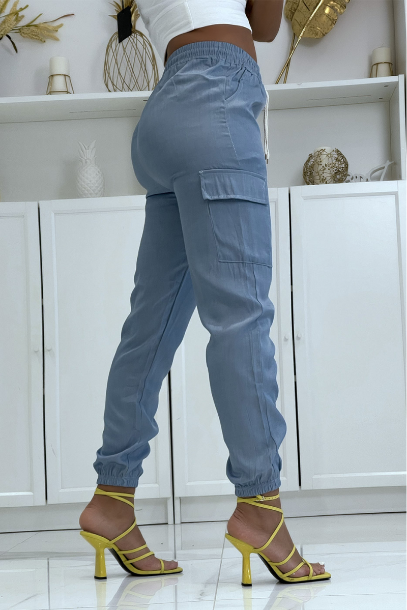 Pantalon jogging cargo couleur jeans - 2