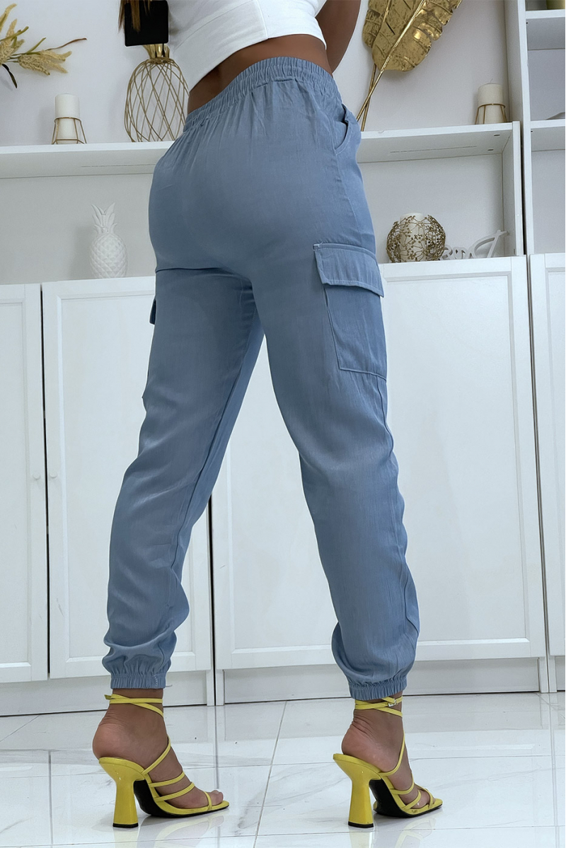 Denim-colored cargo jogging pants - 3