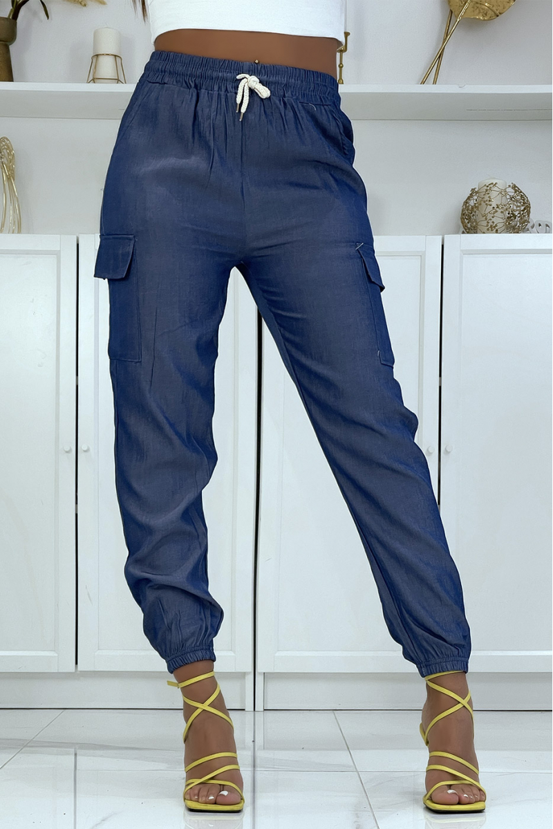 Pantalon jogging cargo couleur jeans - 2