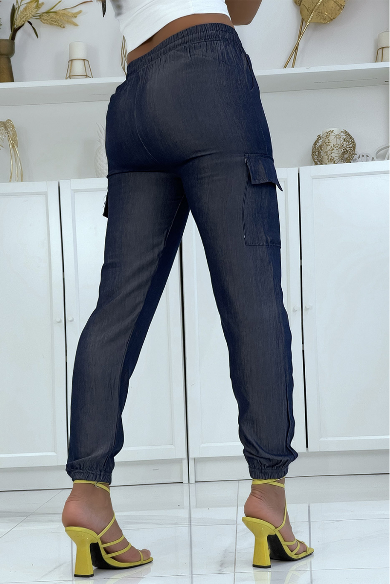 Pantalon jogging cargo couleur jeans - 3