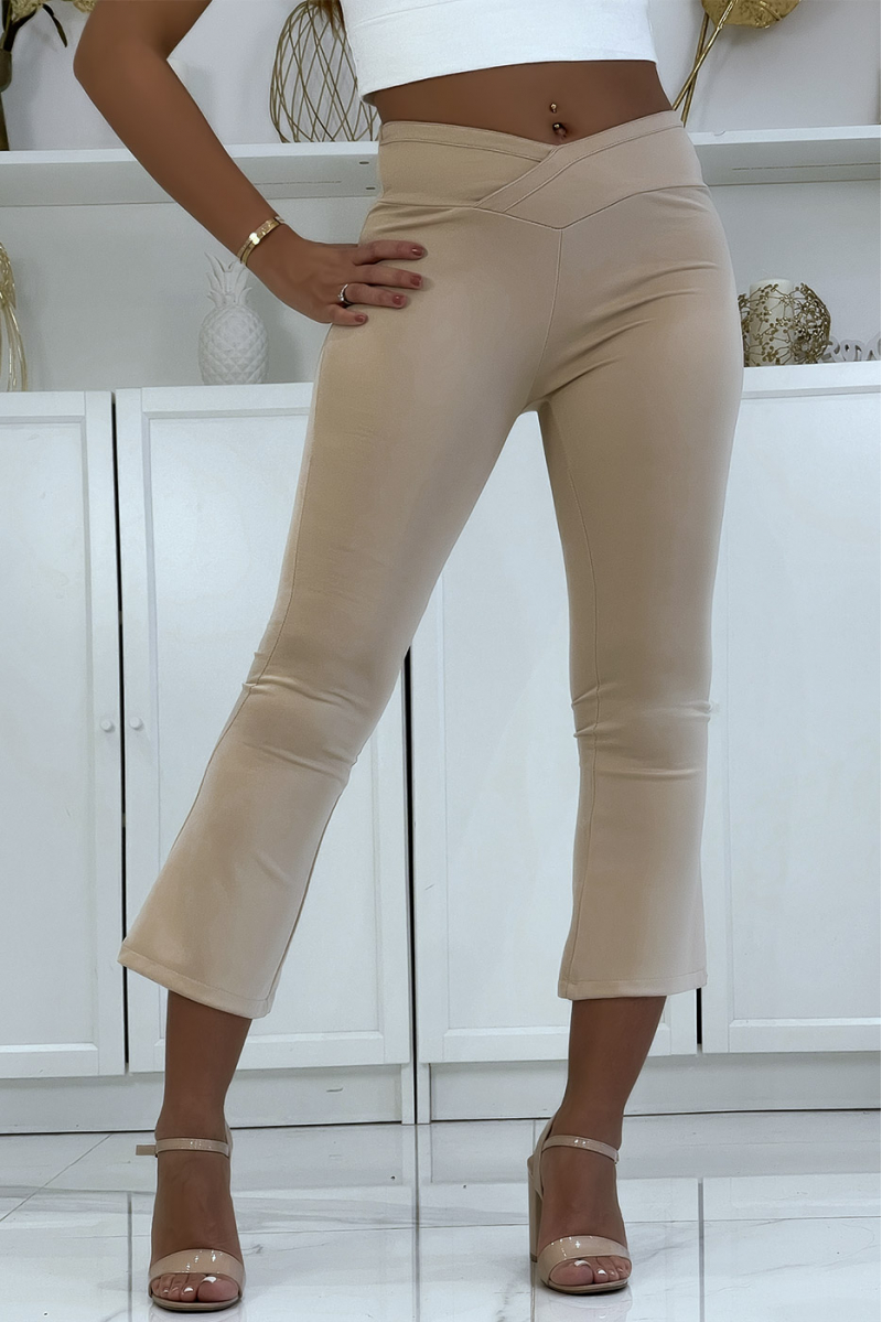Beige cropped trousers crossed at the waist - 1