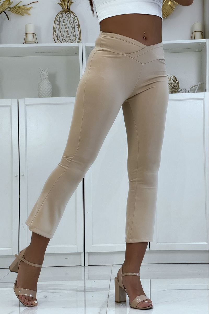 Beige cropped trousers crossed at the waist - 4
