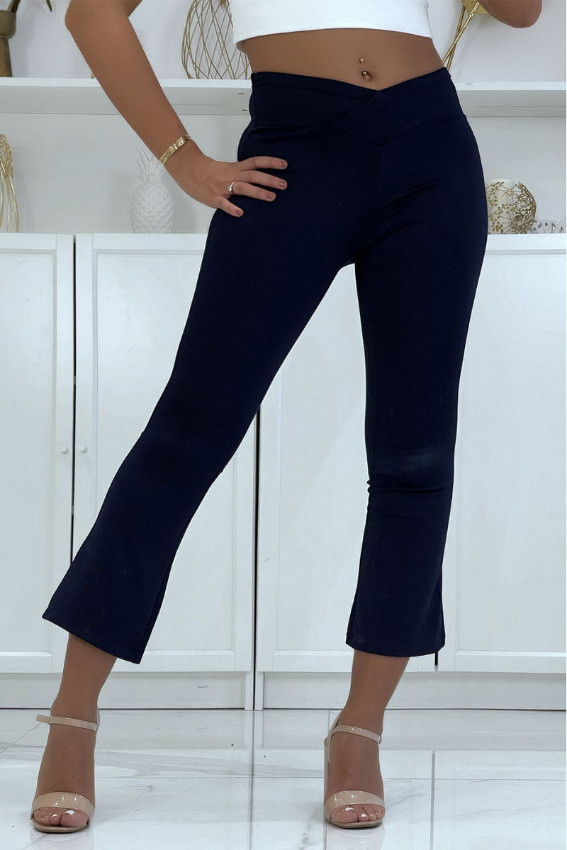 Navy cropped trousers crossed at the waist - 1
