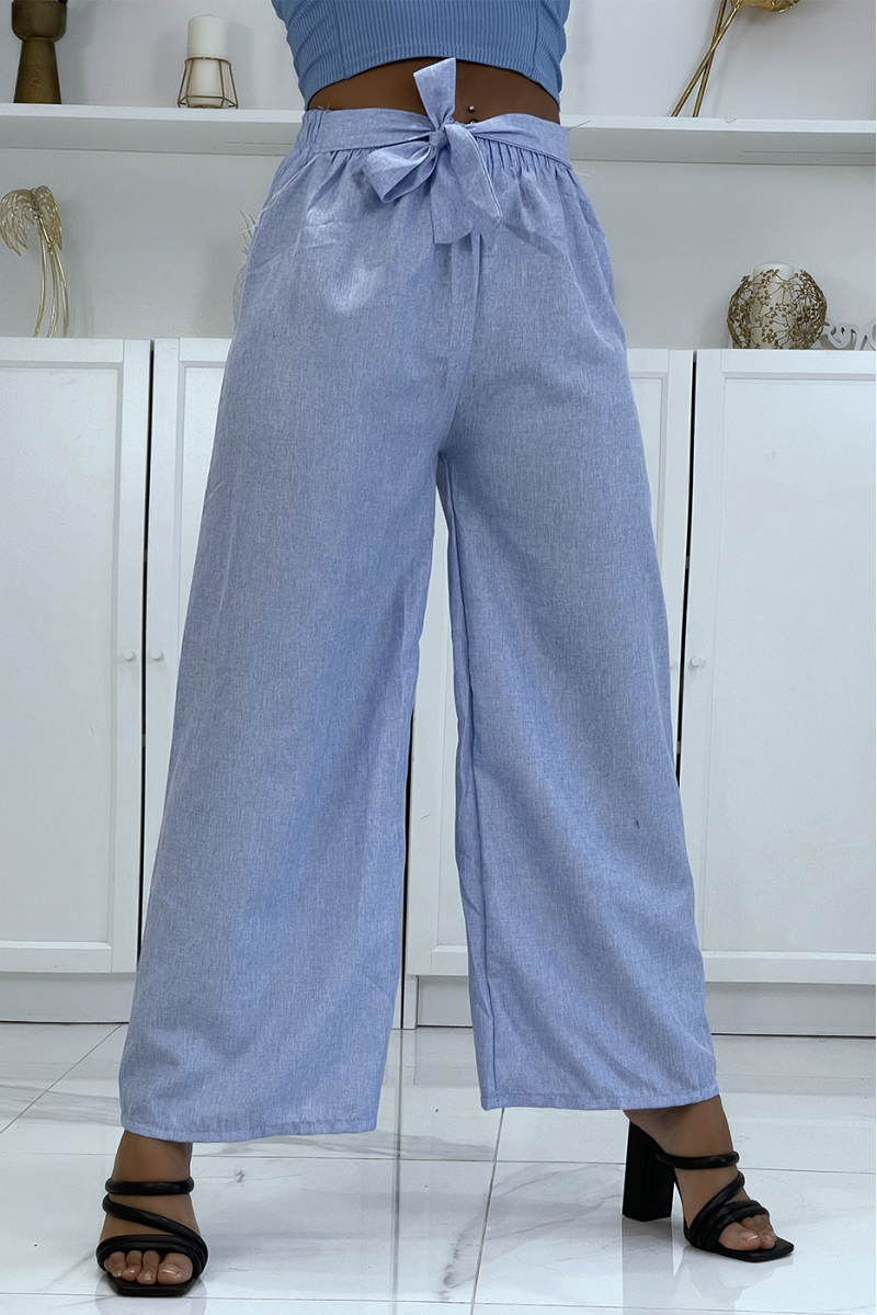 Palazzo pants in a pretty heather blue material - 1