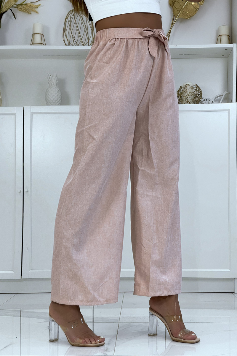 Pantalon palazzo dans une jolie matière rose chiné - 2