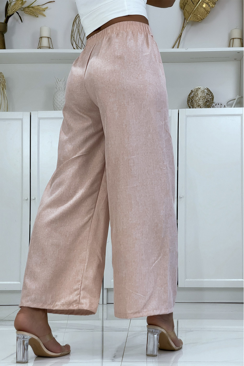 Pantalon palazzo dans une jolie matière rose chiné - 4