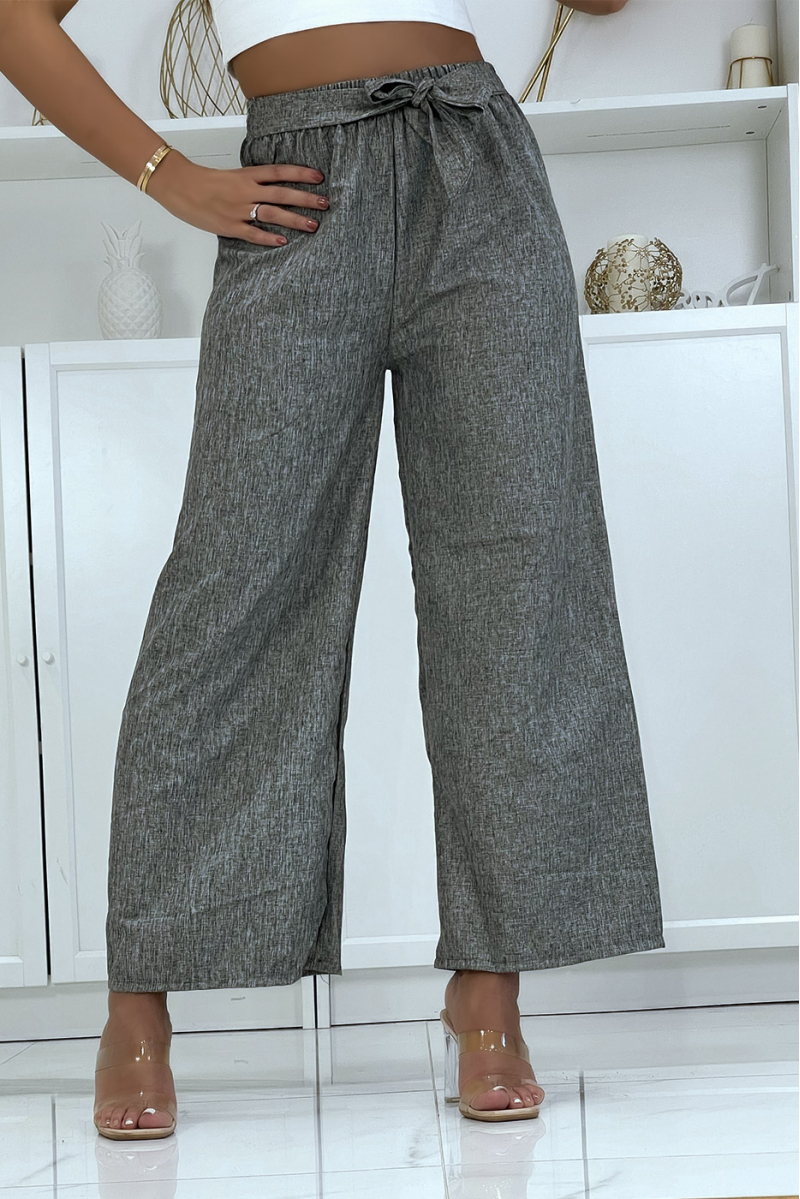 Palazzo pants in a pretty mottled anthracite material - 1