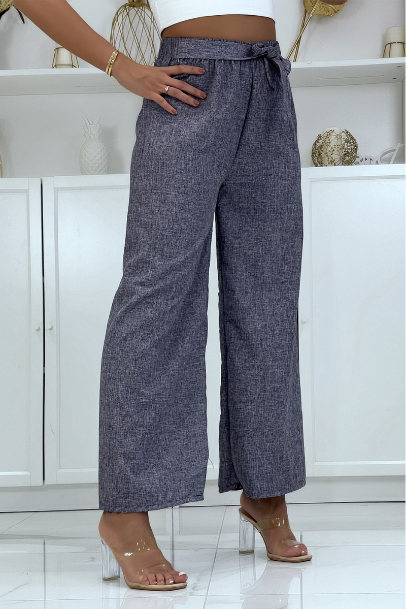 Palazzo pants in a pretty heather blue material - 1