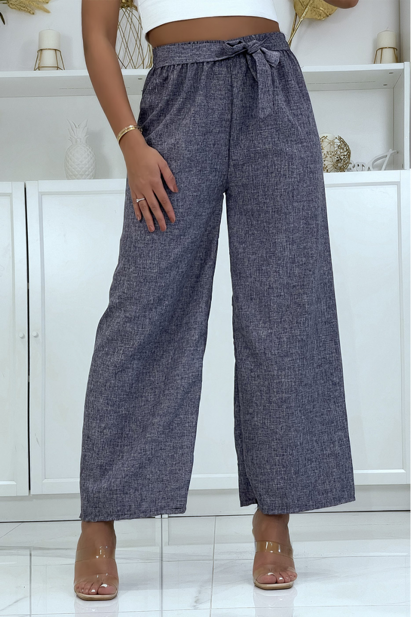 Palazzo pants in a pretty heather blue material - 2