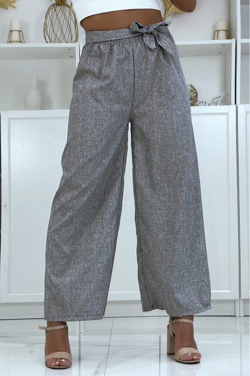 Palazzo pants in a pretty heather gray material - 2