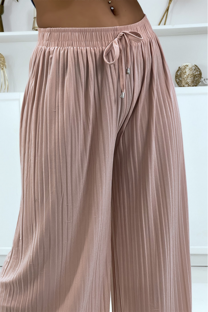 Very trendy pink pleated palazzo pants - 5