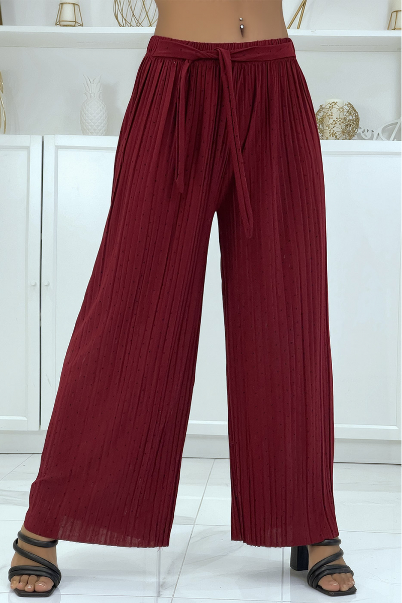 Fluid burgundy pleated pants with weight - 1