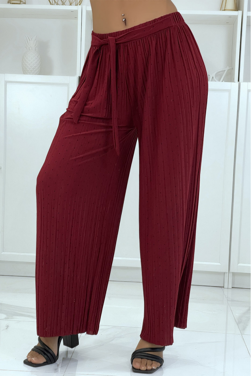 Fluid burgundy pleated pants with weight - 2