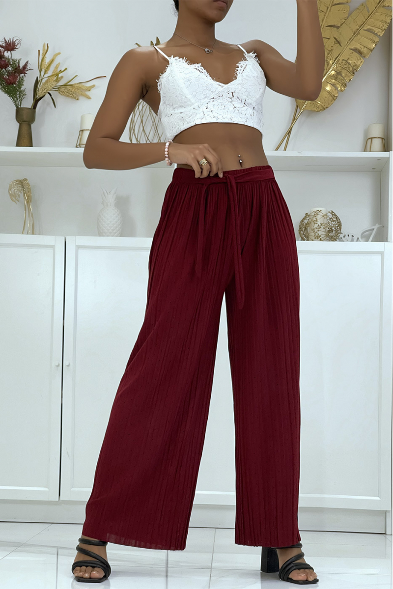 Fluid burgundy pleated pants with weight - 4