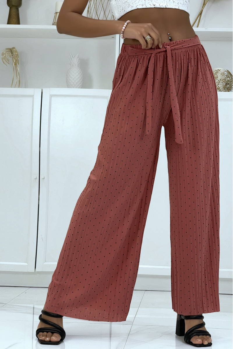 Fluid coral pleated pants with weight - 4