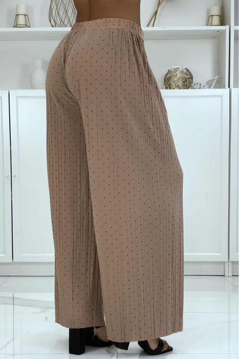 Fluid taupe pleated trousers with weight - 4