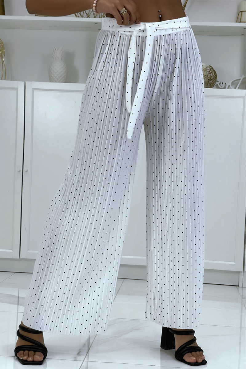 White fluid pleated pants with weight - 2
