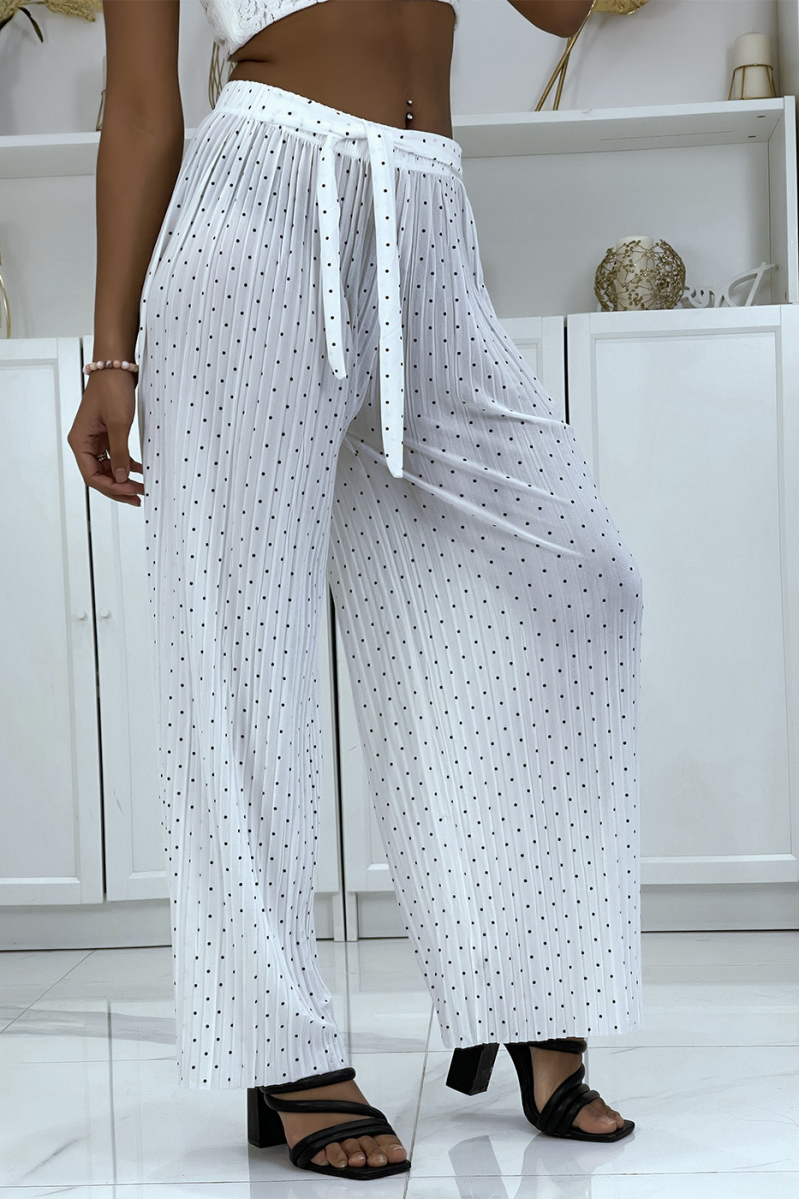 White fluid pleated pants with weight - 3