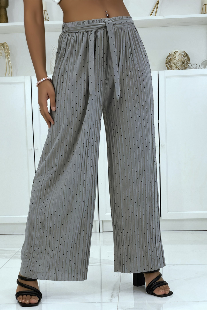 Gray flowing pleated pants with weight - 2
