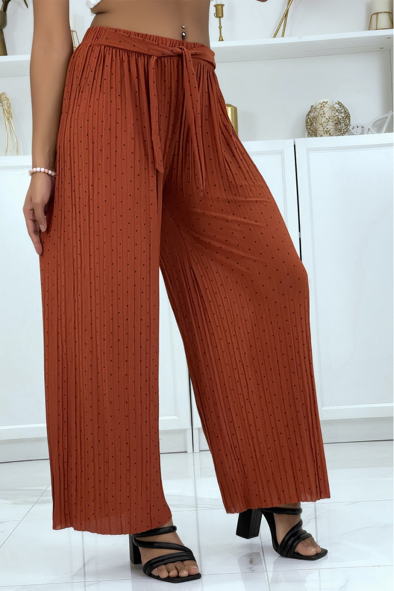 Fluid cognac pleated pants with weight - 2