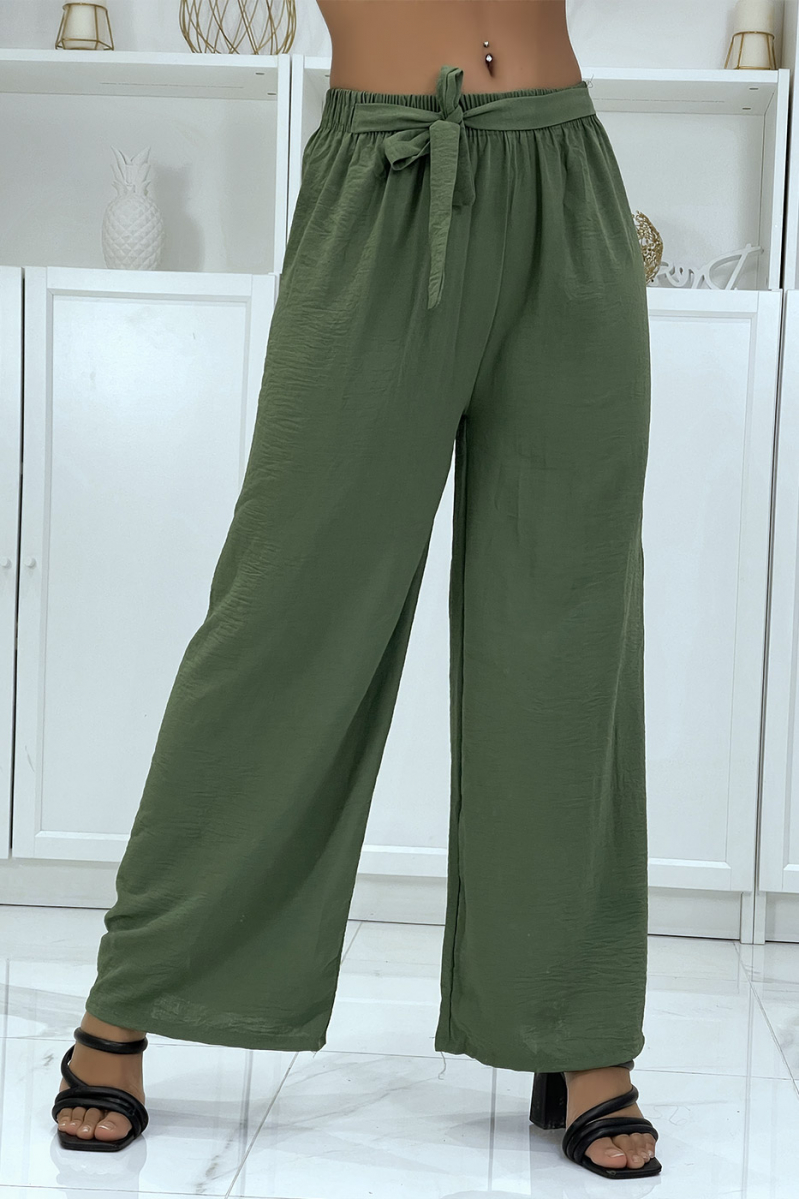 Pantalon palazzo kaki très class - 1