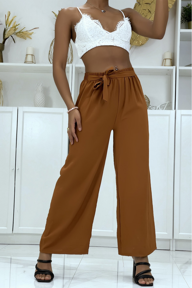 Pantalon palazzo brique très class - 1
