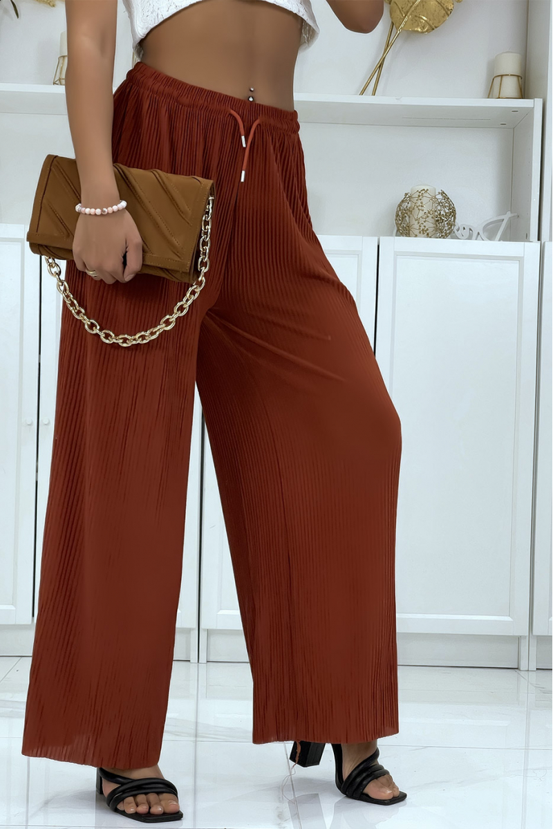 Pantalon accordéon fluide cognac - 2 Pantalon accordéon fluide cognac - 2