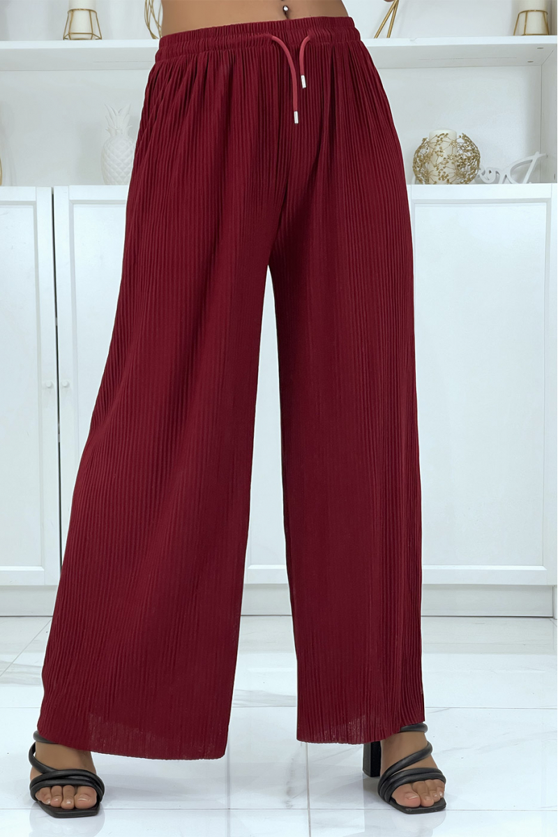 Pantalon accordéon fluide bordeaux - 1 Pantalon accordéon fluide bordeaux - 1
