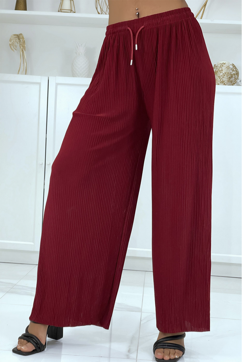 Pantalon accordéon fluide bordeaux - 2 Pantalon accordéon fluide bordeaux - 2