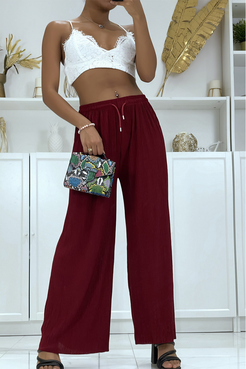 Pantalon accordéon fluide bordeaux - 4 Pantalon accordéon fluide bordeaux - 4