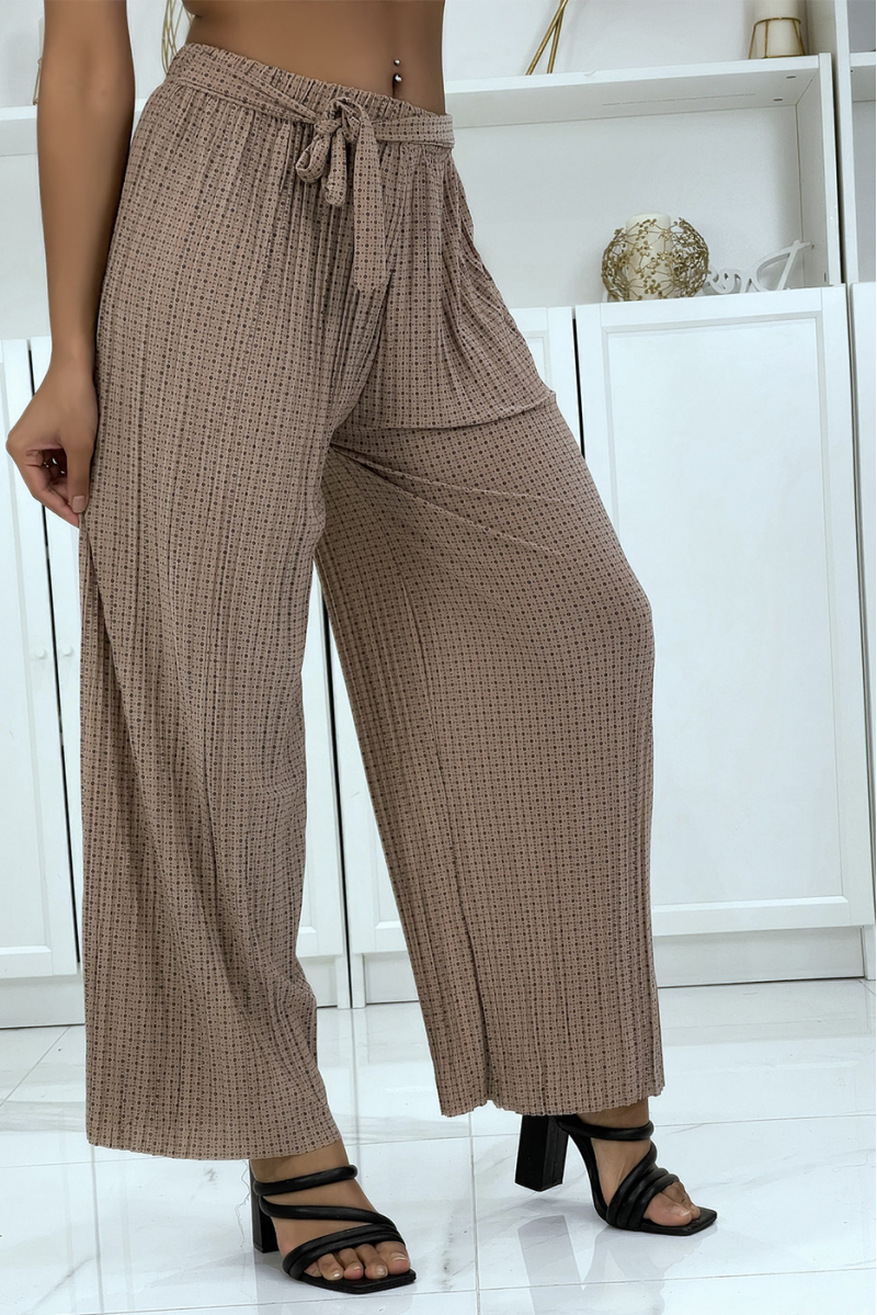 Taupe fluid printed trousers - 2