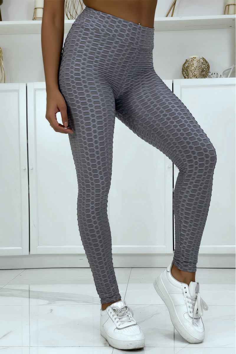 Gray Quilted High Waisted Leggings