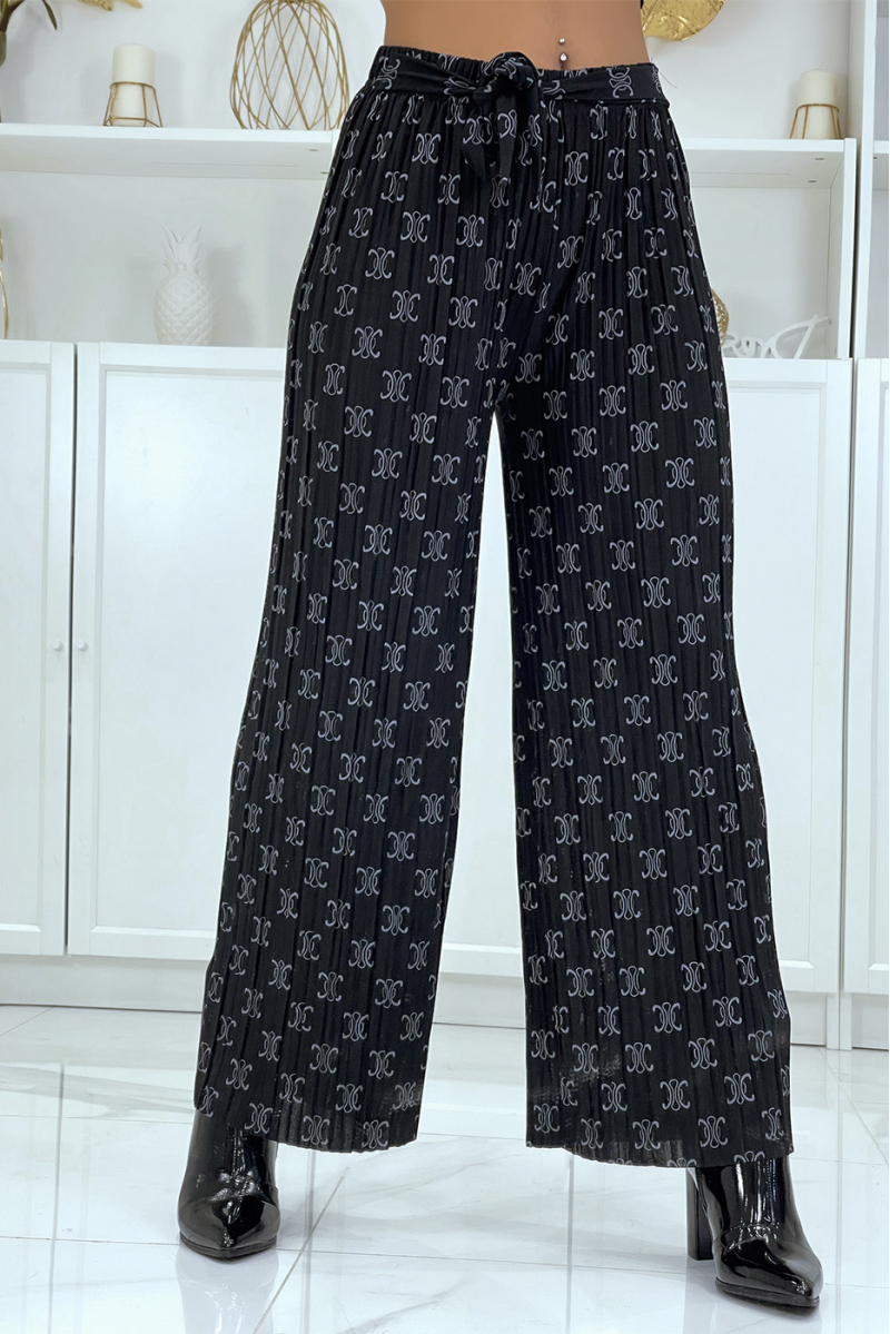 Fluid black pants with chic print - 2