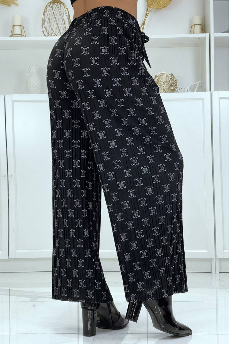 Fluid black pants with chic print - 3