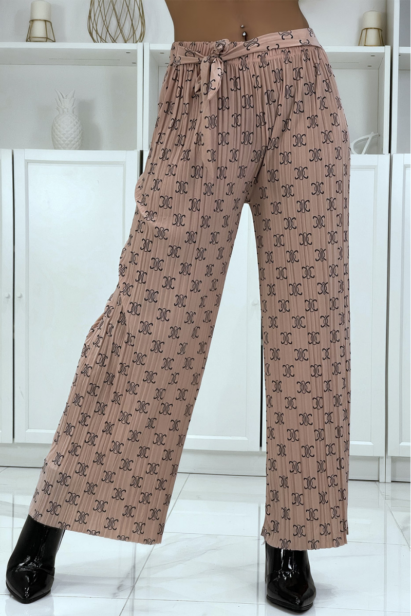 Fluid pink pants with chic print - 2