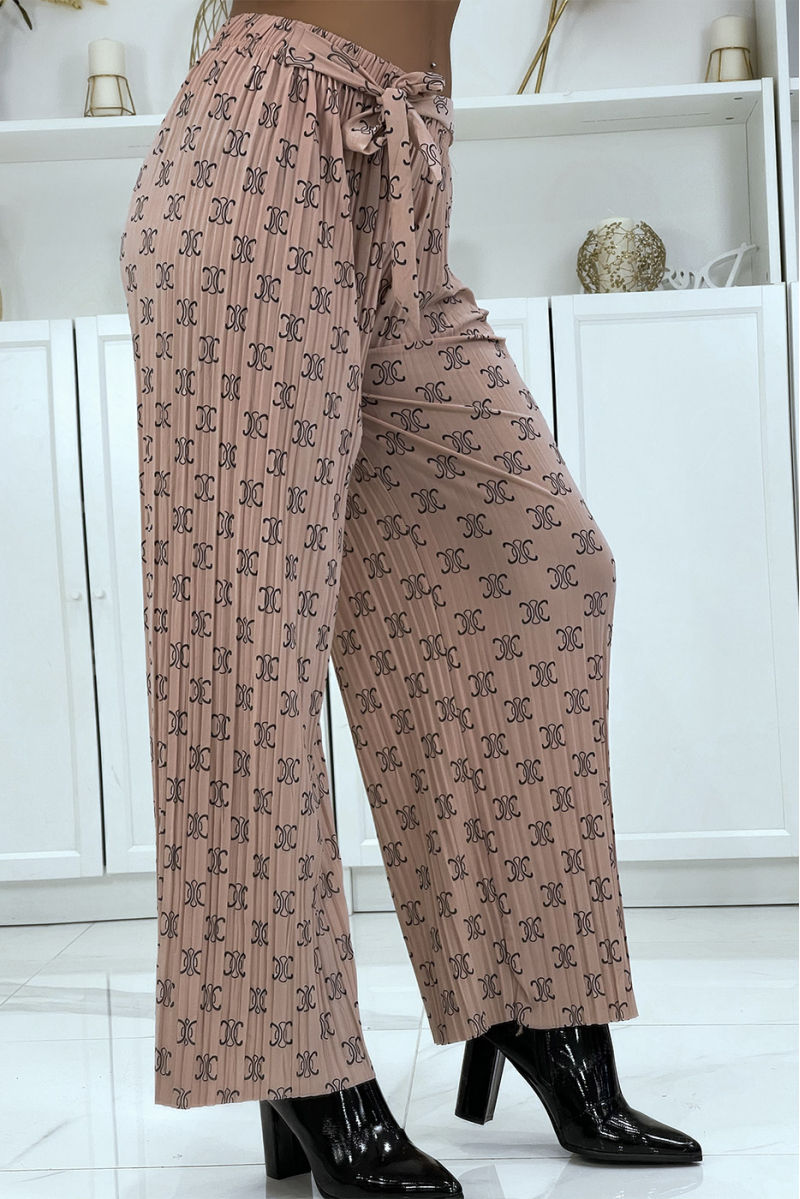 Fluid pink pants with chic print - 3