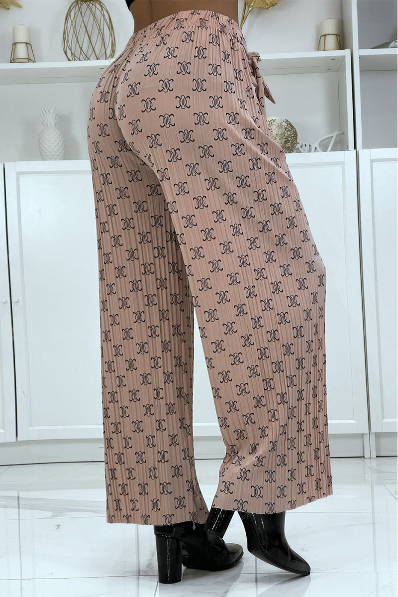 Fluid pink pants with chic print - 4
