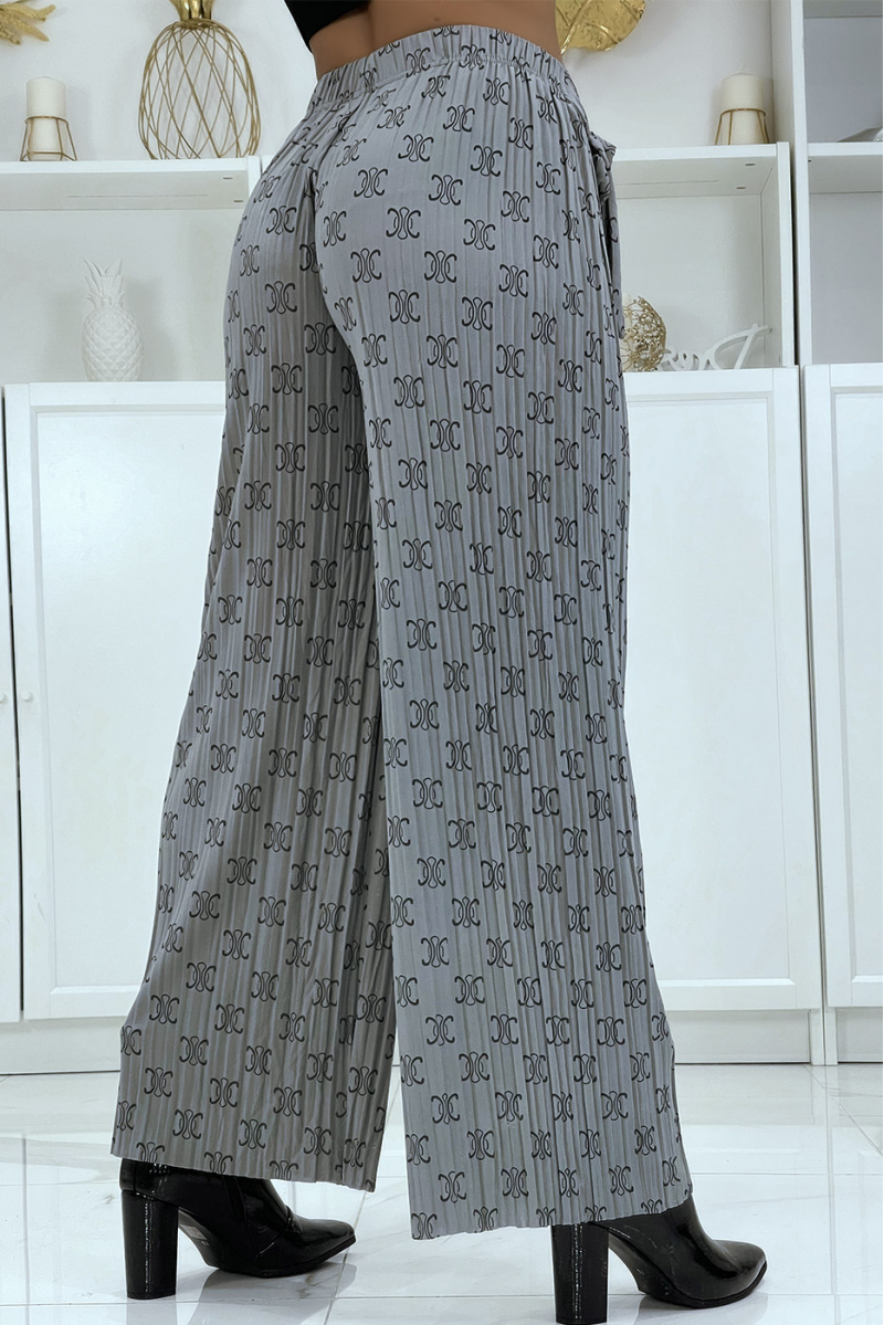 Fluid gray pants with chic print - 4